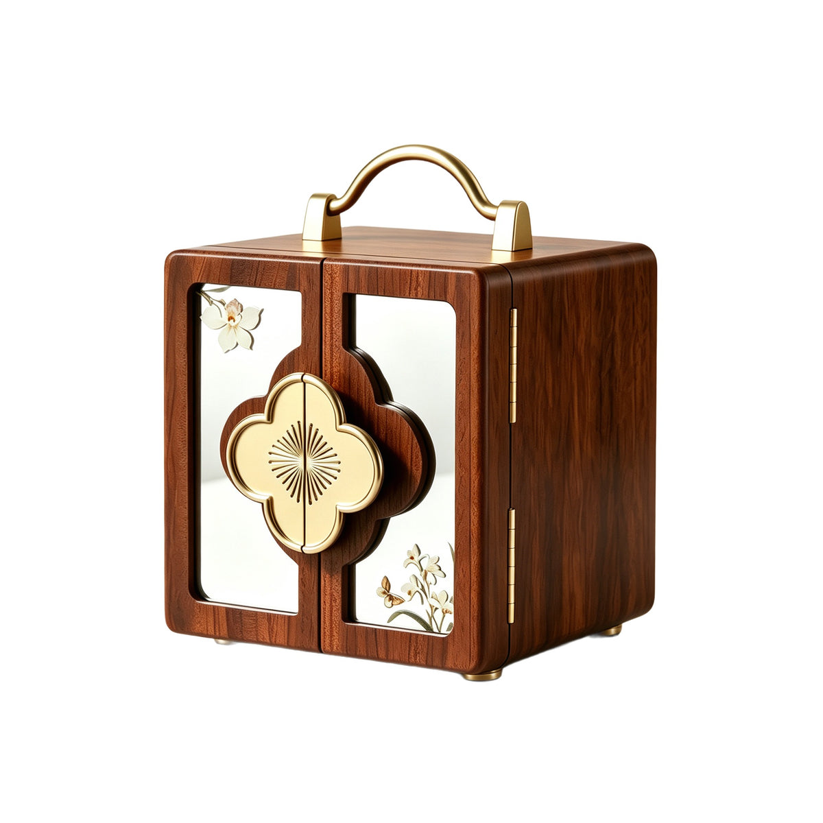 Wood Floral Inlay Jewelry Box
