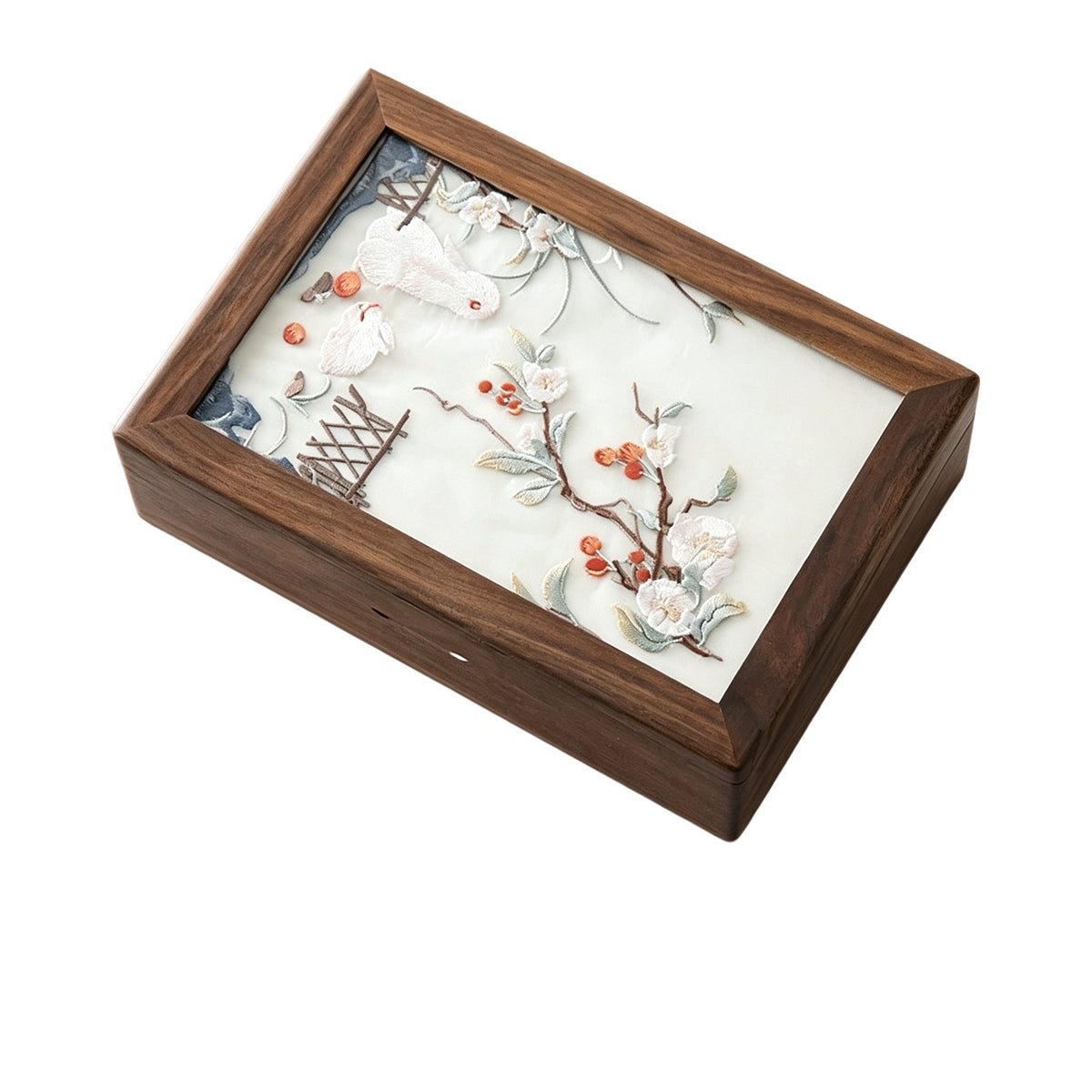 Peach Wood Floral Jewelry Box