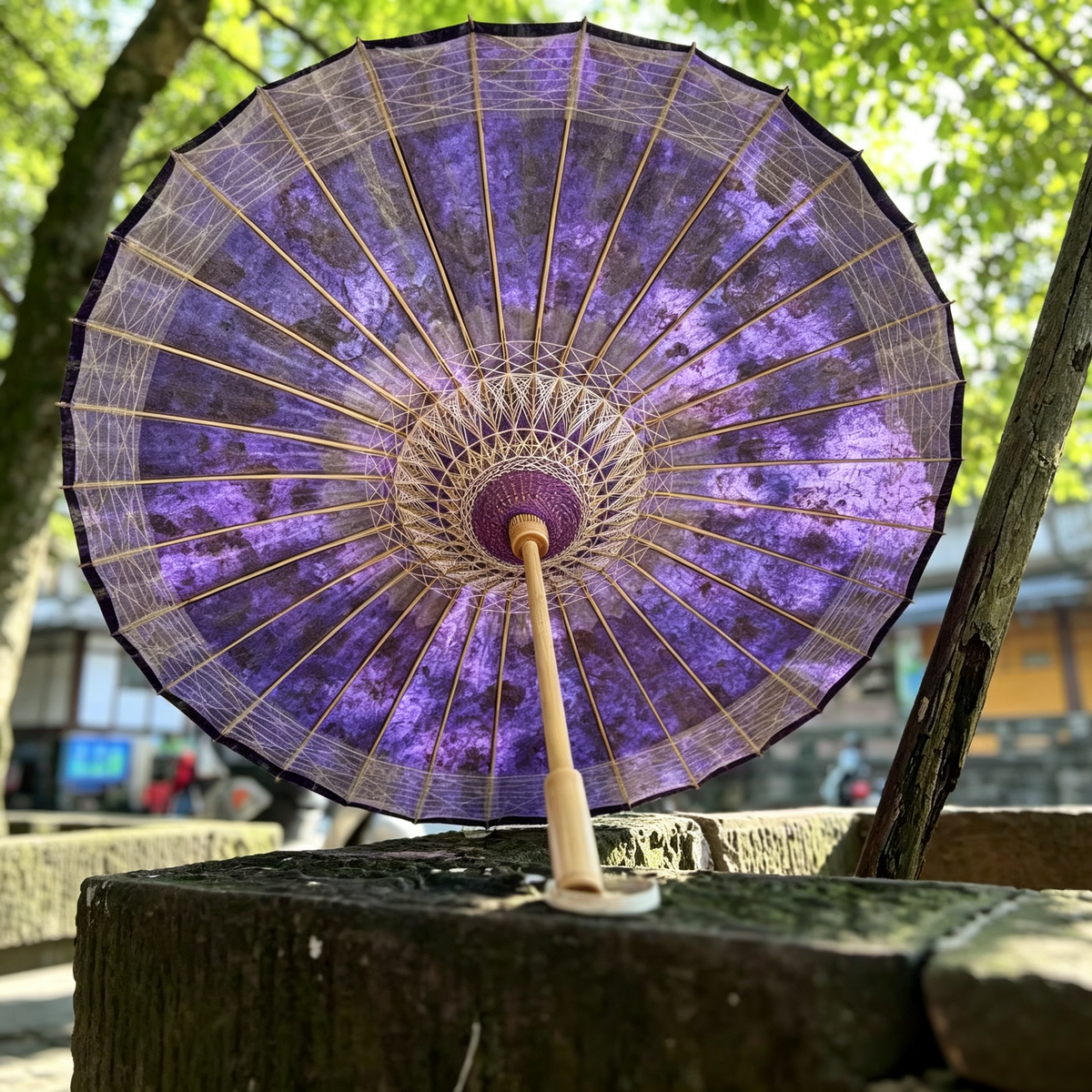 Purple Floral Oil Paper Umbrella