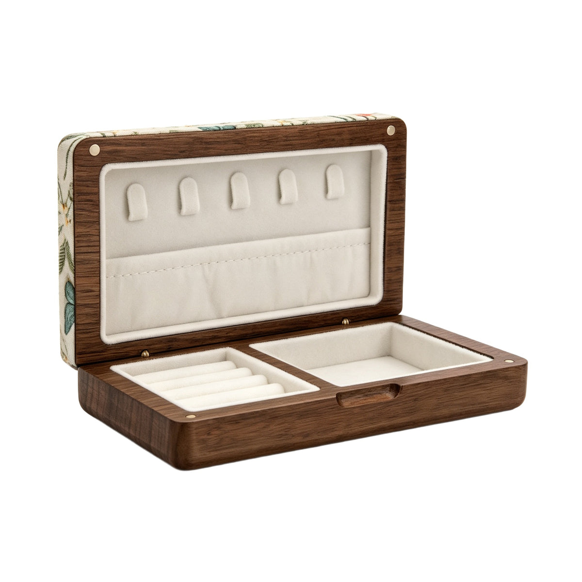 Rose Inlay Wood Jewelry Box