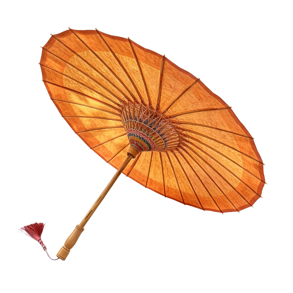Solid Orange Oil Paper Umbrella
