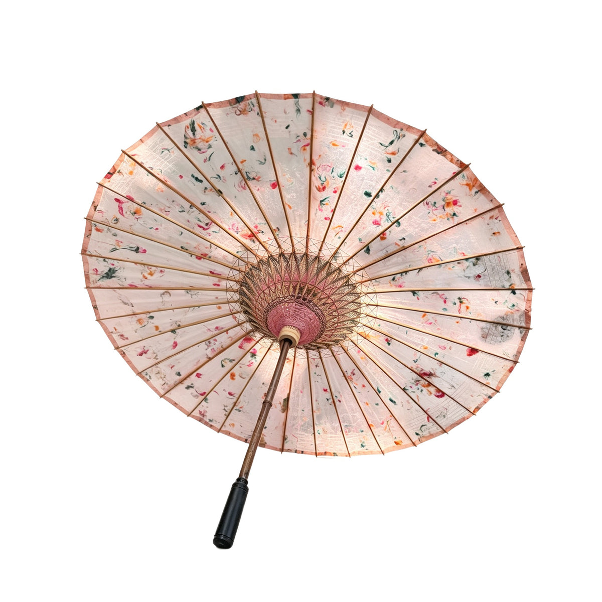 Pink Floral Oil Paper Umbrella
