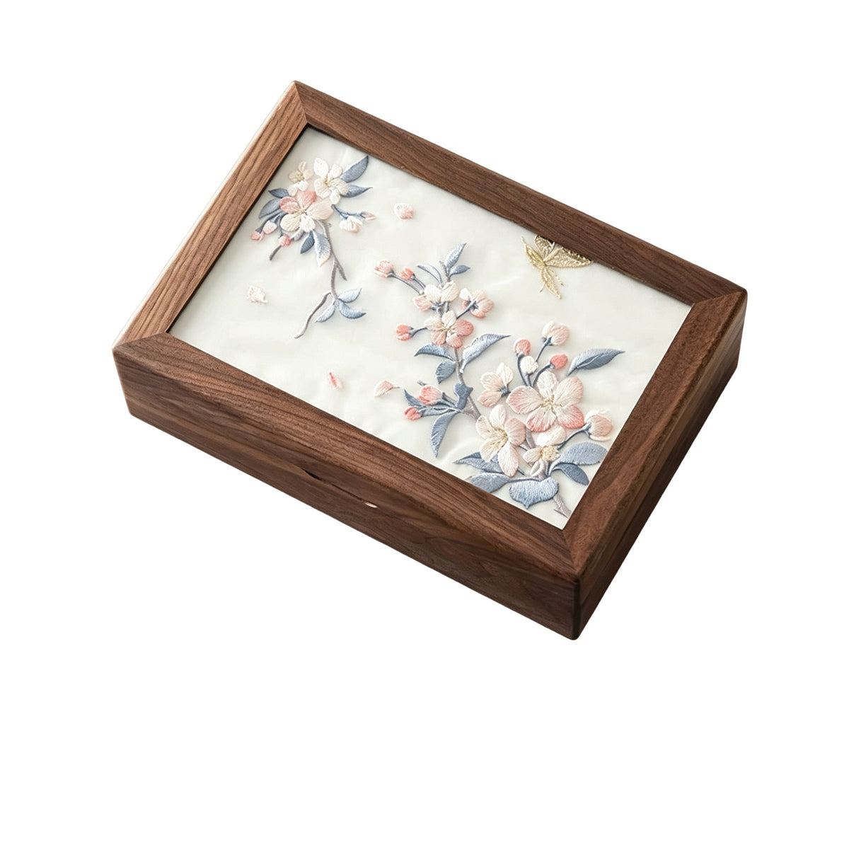 Peach Wood Floral Jewelry Box