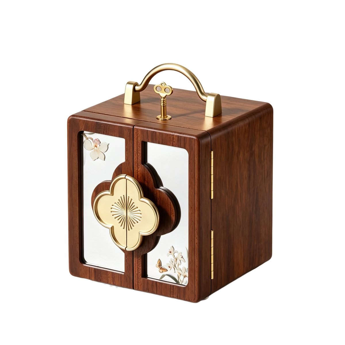 Wood Floral Inlay Jewelry Box