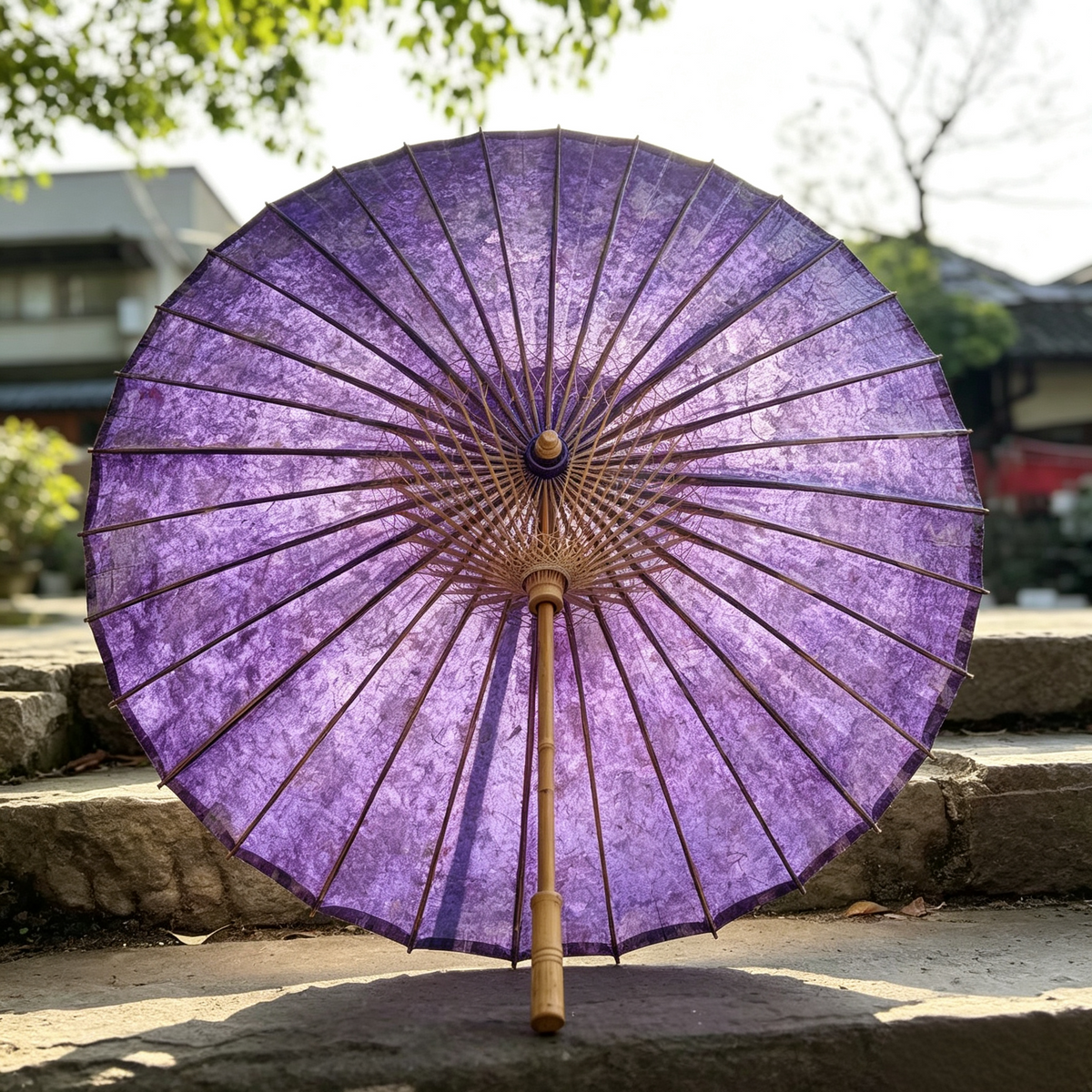 Purple Floral Oil Paper Umbrella