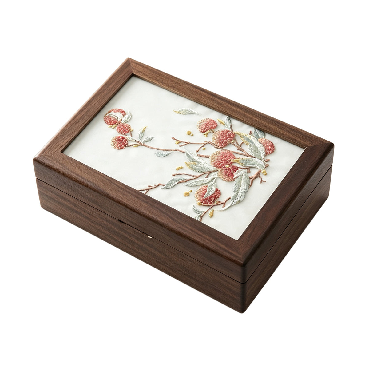 Peach Wood Floral Jewelry Box