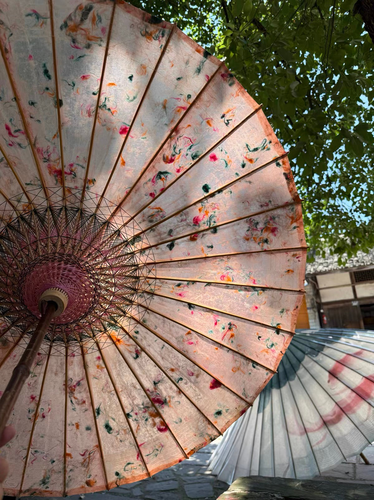 Pink Floral Oil Paper Umbrella