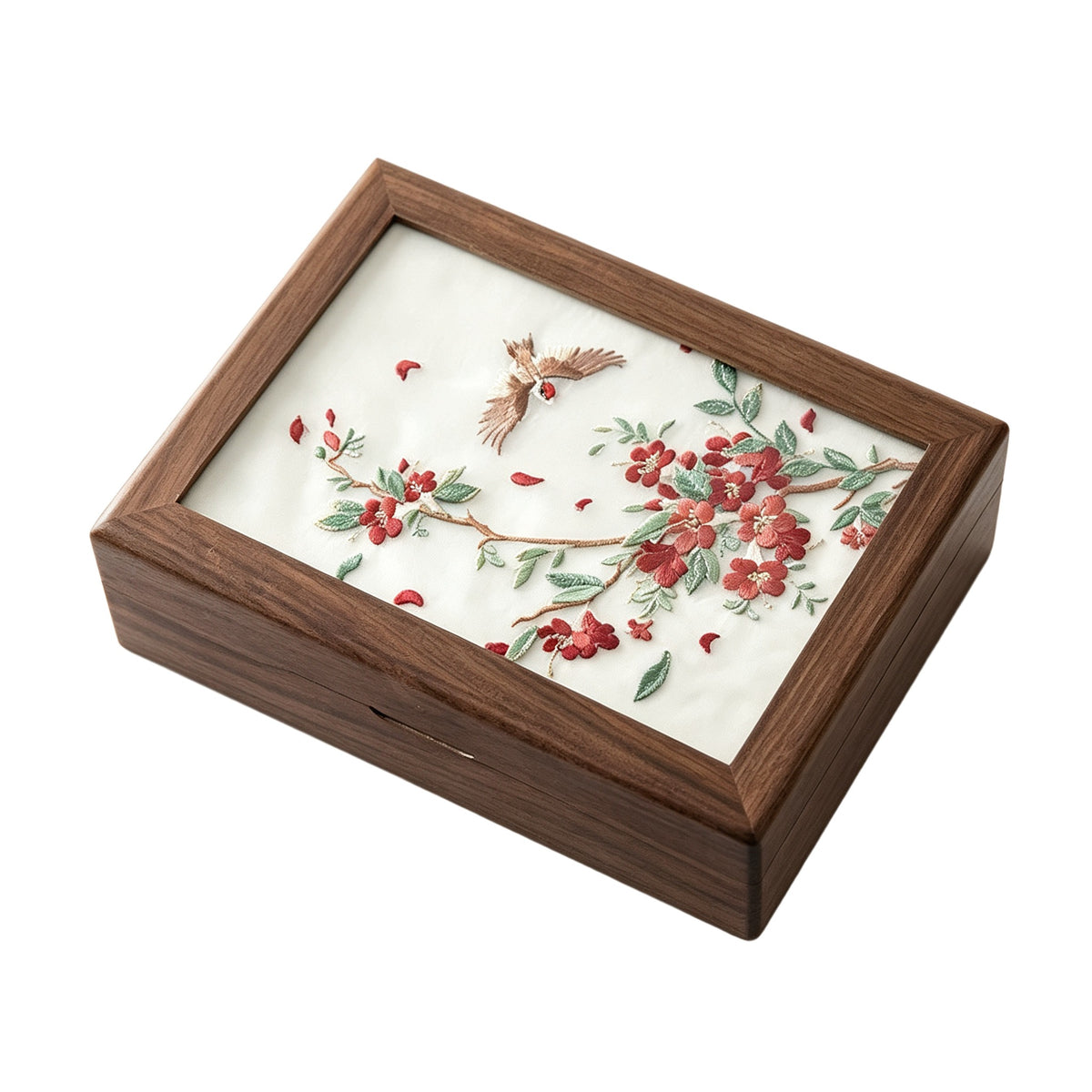 Peach Wood Floral Jewelry Box