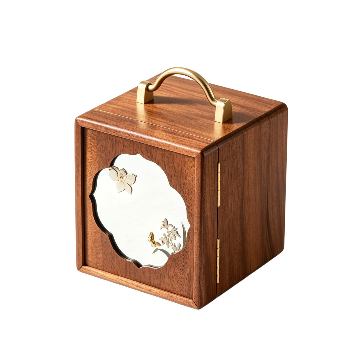Wood Floral Inlay Jewelry Box