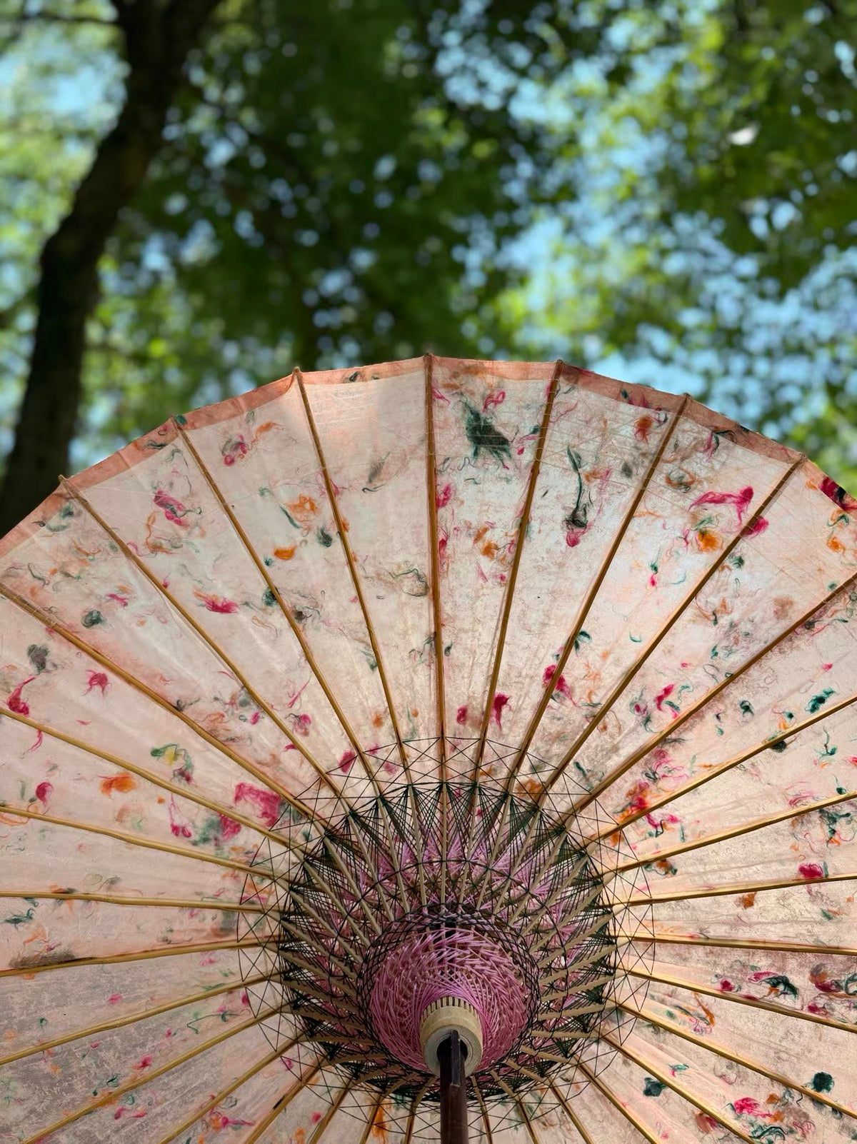 Pink Floral Oil Paper Umbrella