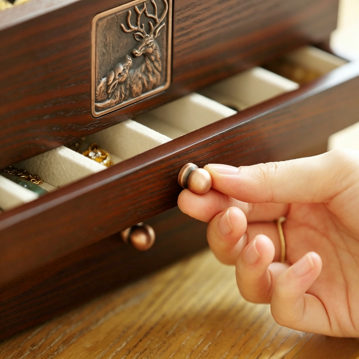 Vintage Wooden Multi-Layer Jewelry Box