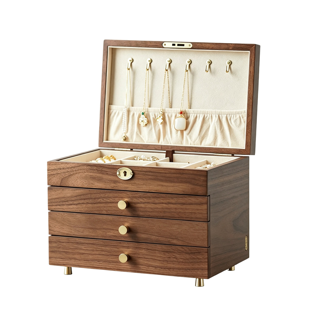 Vintage Wooden Multi-Layer Jewelry Box