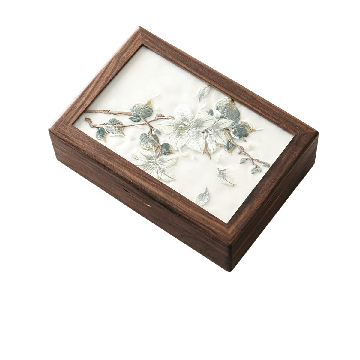 Peach Wood Floral Jewelry Box