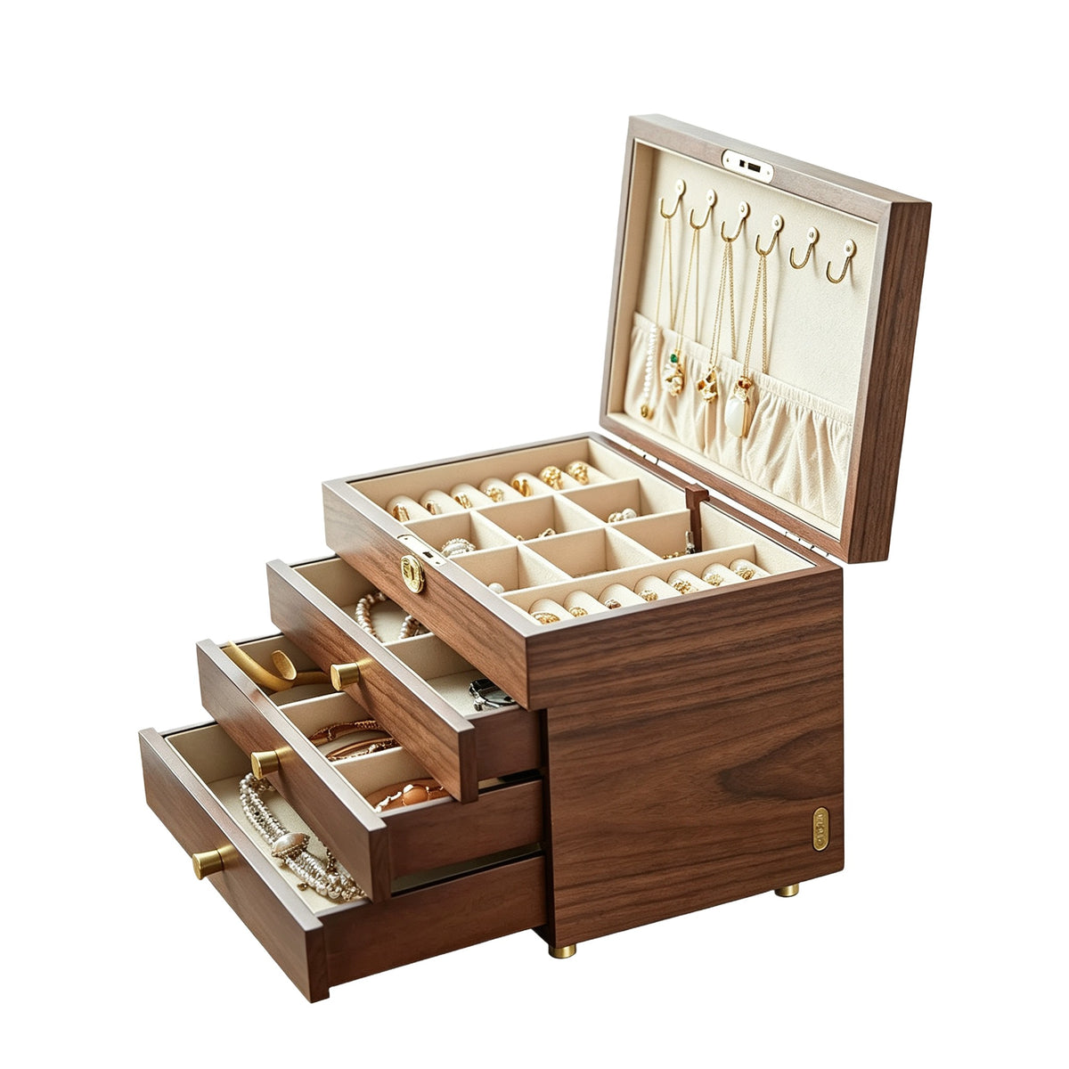 Vintage Wooden Multi-Layer Jewelry Box