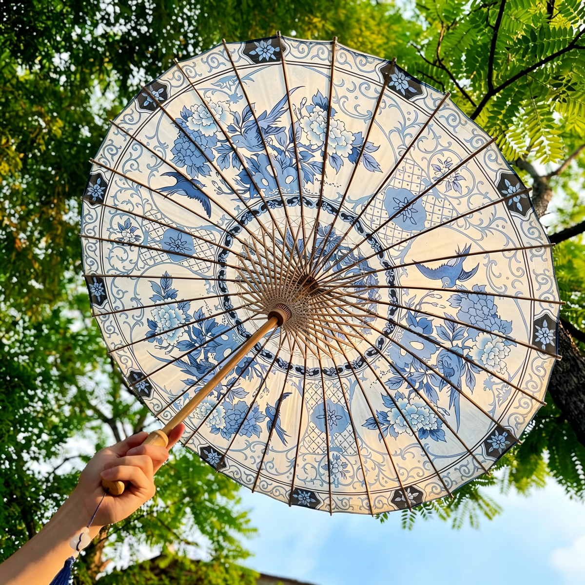 Blue White Porcelain Oil Paper Umbrella
