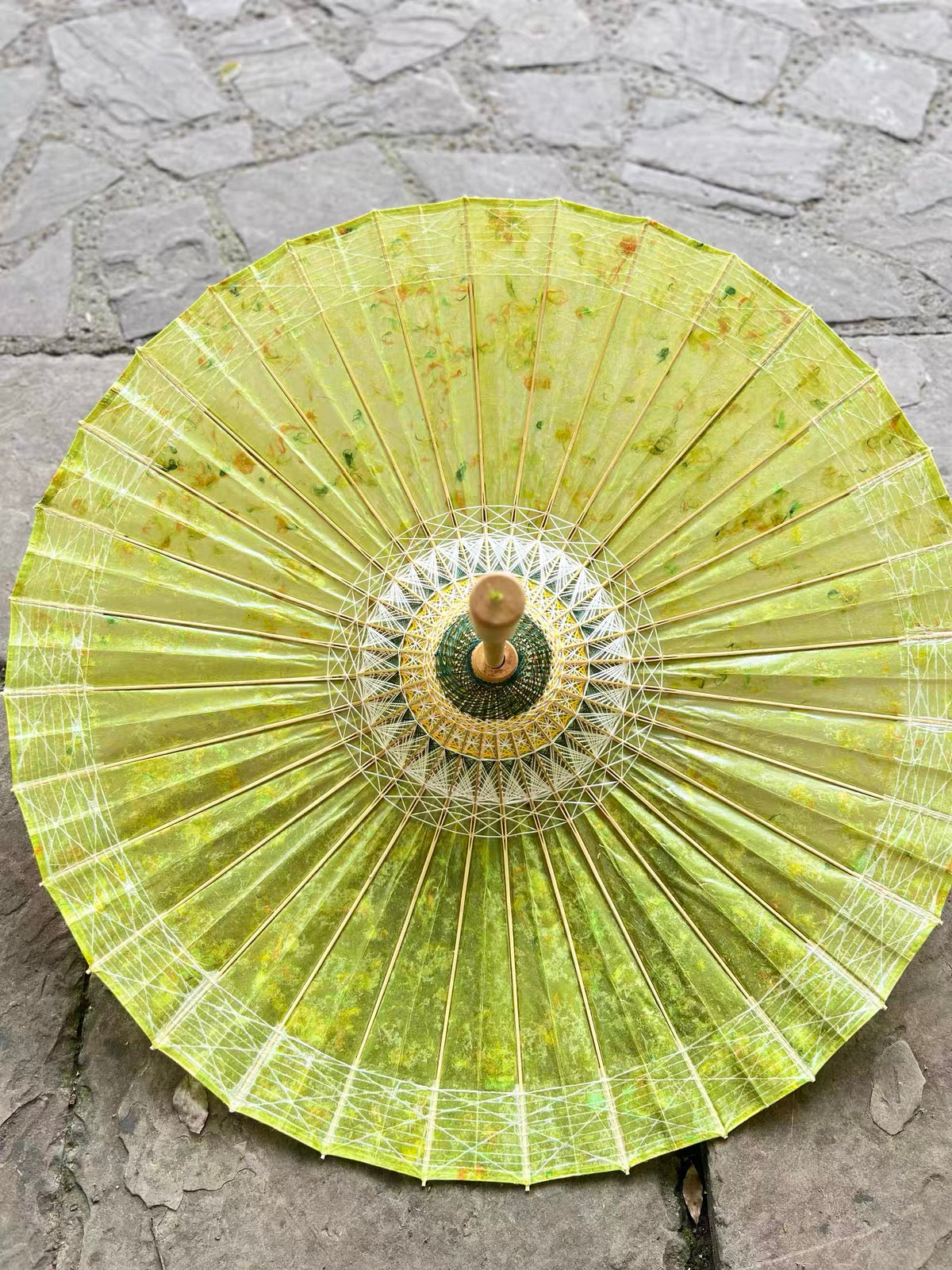 Yellow Floral Oil Paper Umbrella