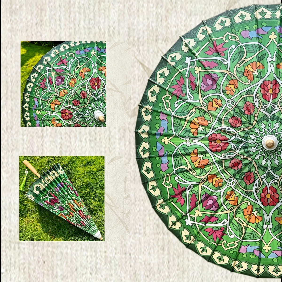 Vintage Floral Oil Paper Umbrella