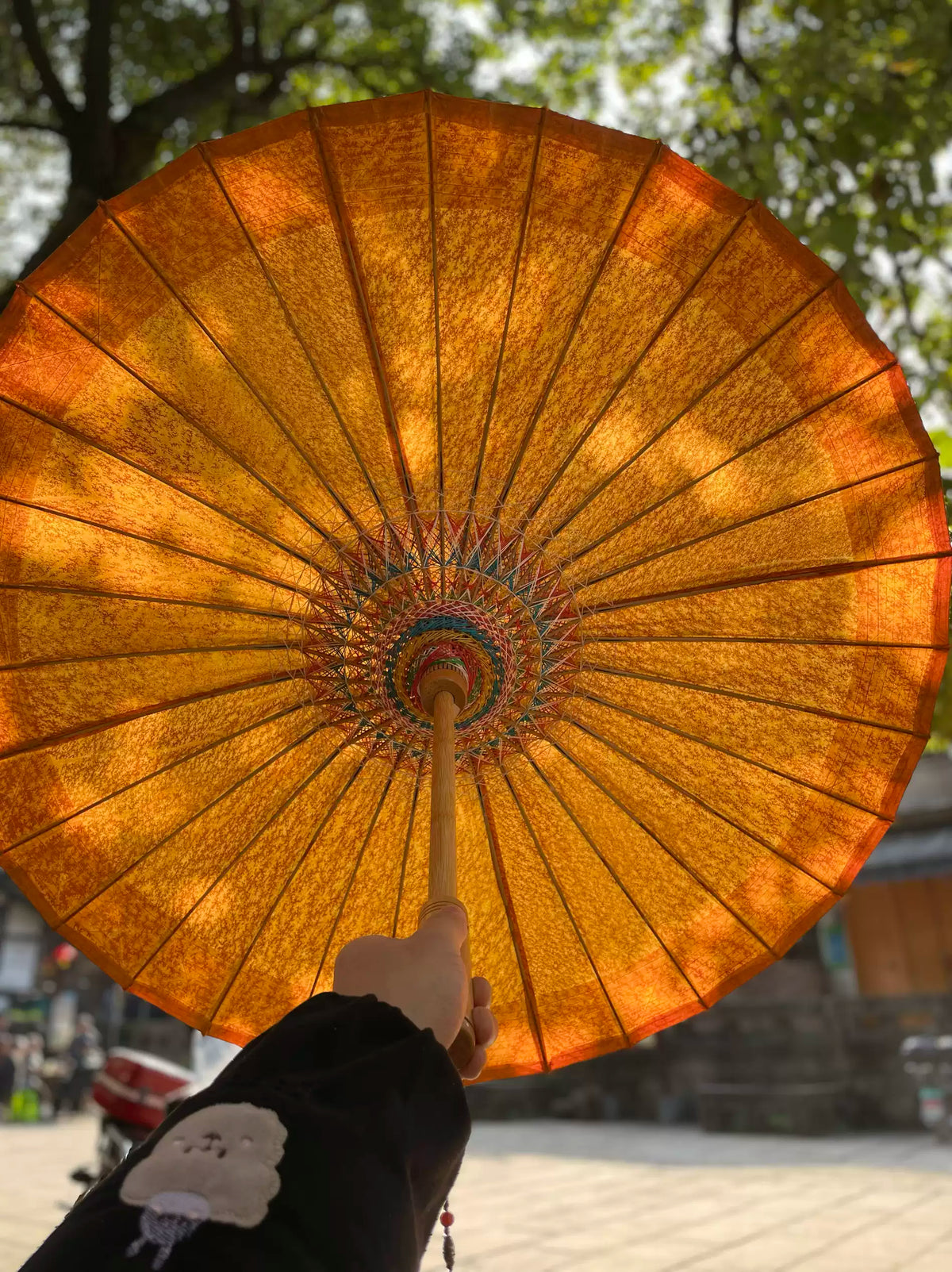 Solid Orange Oil Paper Umbrella